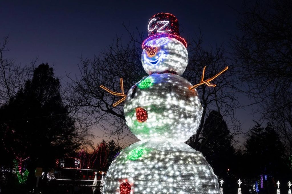 giant lit up snowman